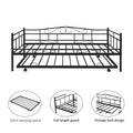 Twin Daybed with Trundle Included, SEGMART Twin Trundle Bed Frame with Metal Slat Support, Trundle Beds for Kids Teens Adults, Daybed for Bedroom Guest Room, Bed Frame No Box Spring Needed, Black