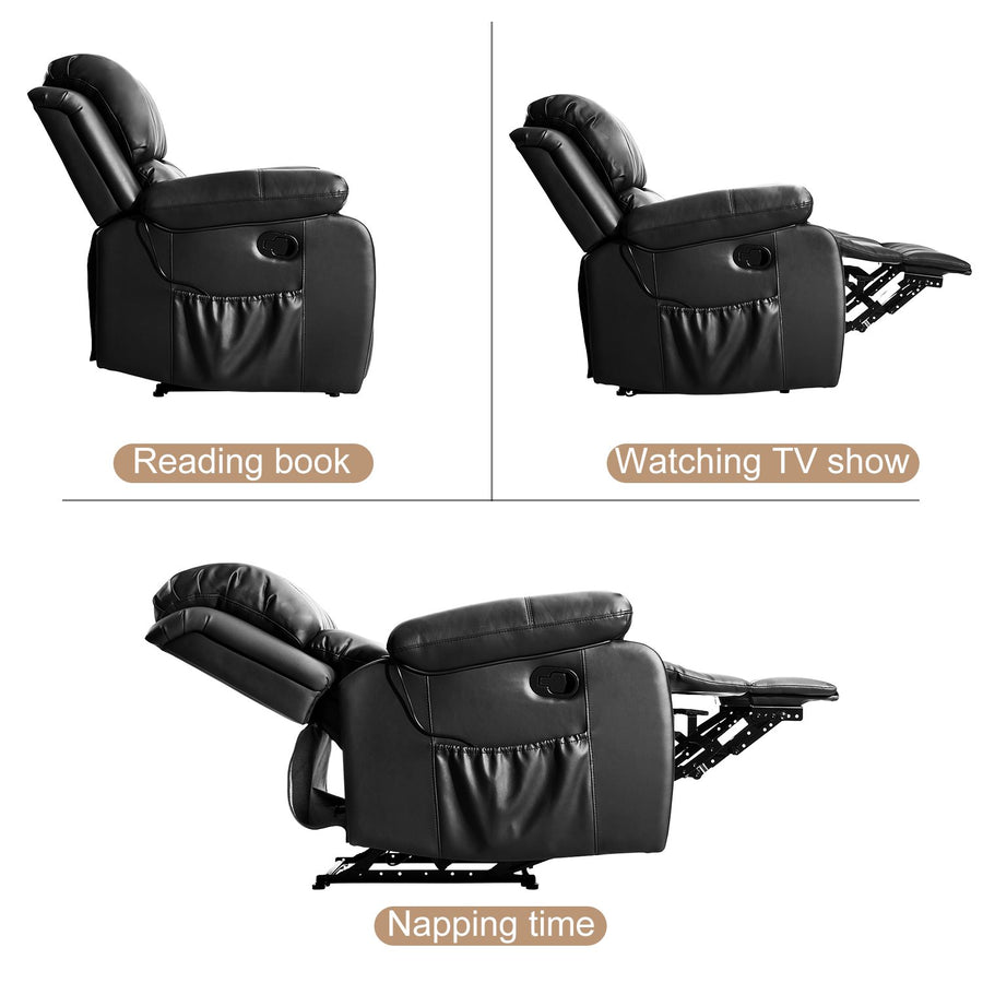 Oversized Recliner Chairs on Clearance, Massage Recliner Chair with Heat for elderly, High-Grade PU Leather Sofa Lounge Chair with 8 Vibration Points, Safety Ergonomic Recliner Sofa, L