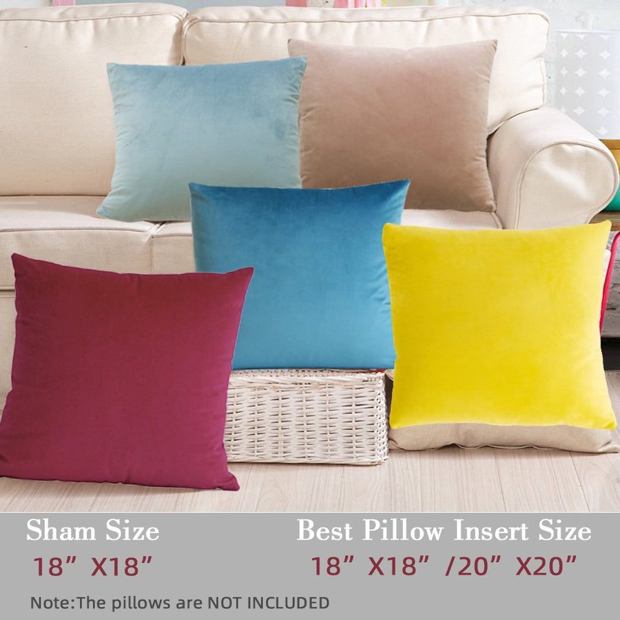 Throw Pillows Covers 2 Pack, SEGMART Premium Velvet Sofa Pillowcase Square Decorative Pillows, Cushion Cases Pillowcases for Couch Bedroom Car Decoration, 18'' x 18'', Sky Blue, S14892