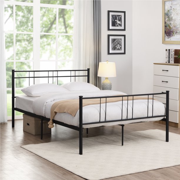 SEGMART Full-Size Metal Bed Frame with Headboard and Footboard, Mattress Foundation w/10 Legs, Noise-Free/ No Box Spring Needed, Easy assembly, 440lbs, S5766