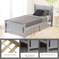 Bed Frame with Headboard, SEGMART Twin Size Bed Frame for Adults Teens Kids, Platform Bed Frame with Wood Slat Support, Solid Wood Bed Frame, Twin Bed Frame No Box Spring Need,78.7"Lx42"W, Gray, H2273