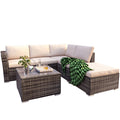 Patio Dining Sets Clearance, 4 Piece Patio Furniture Sets with Ottoman, Coffee Table, 2-Seater Sofas, Patio Sectional Sofa Set with Light Khaki Cushions for Backyard, Porch, Garden, Pool, LLL202