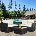 SEGMART 4 Piece Patio Furniture Set, All-Weather Outdoor Sectional Sofa Set, PE Rattan Conversation Set with Storage Box, Table & Cushion, Wicker Furniture Couch Set for Patio Deck Garden Pool Yard