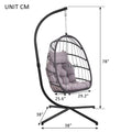 Wicker Hanging Egg Chair with Stand and Cushion, Outdoor Swing Egg-Shaped Chair w/Hanging Kits, Durable All-Weather UV Patio Rattan Lounge Chair for Bedroom, Patio, Deck, Yard, Garden, 350lbs, S422