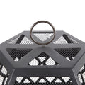 Outdoor Bonfire Pit, 24" Outdoor Hexagon Metal Fire Pit, Wood Burning BBQ Grill Fire Pit Bowl with Spark Screen, Poker, Backyard Patio Garden Fire Pit for Camping, Heating, Bonfire, Picnic, L6222