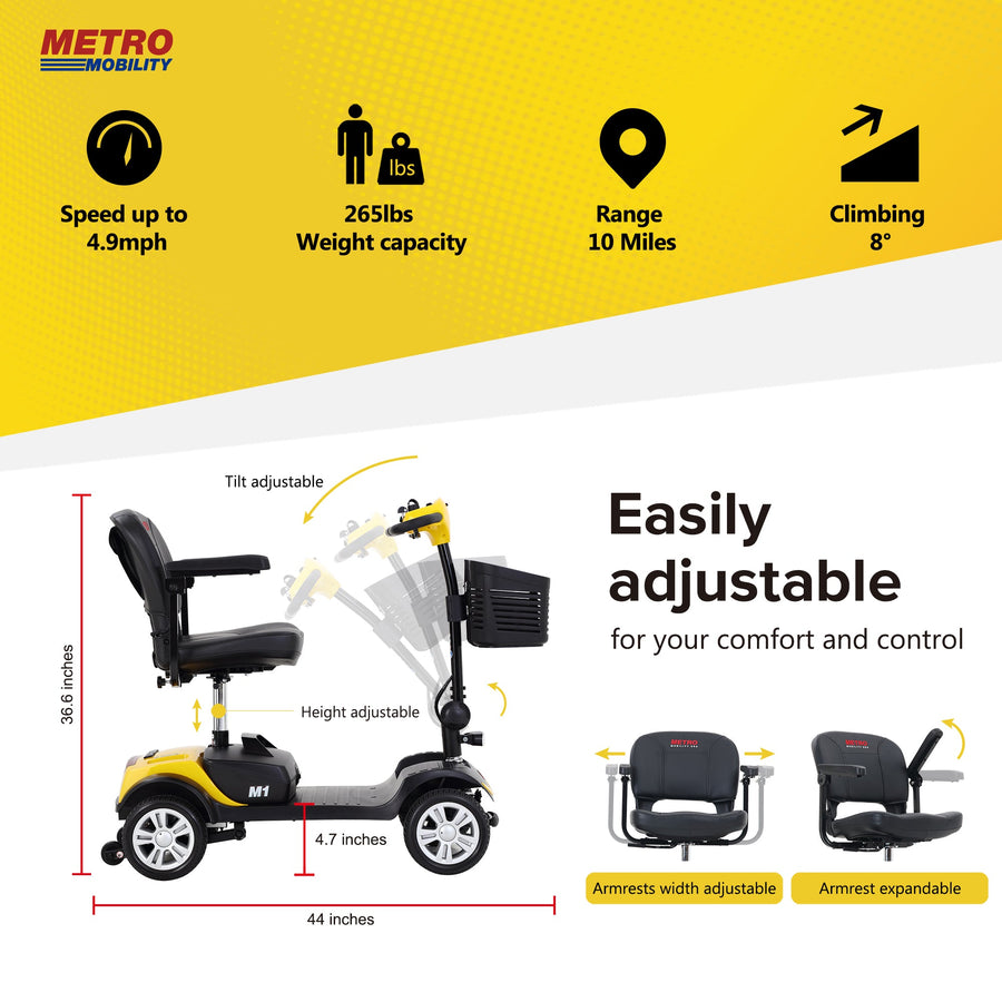 Segmart Mobility Scooters for Seniors, Heavy Duty Handicap Electric Scooters with 4 Wheel, Lightweight Compact Motorized Scooter with Headlights, Outdoor Power Scooter with Anti-Tip Wheels, Blue, SS113
