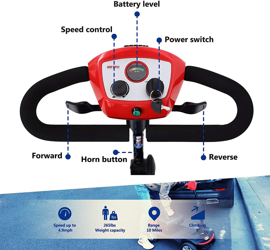 Segmart 4 Wheel Mobility Scooter, Heavy Duty Electric Motorized Scooters for Seniors, Long Travel Lightweight Compact Scooter with 360° Swivel Seat, Outdoor Power Scooter with Anti-Tip wheels, Blue, SS543