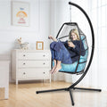 SEGMART Outdoor Hanging Egg Chair with Stand, Wicker Hanging Swing Chair with Steel Frame and UV Resistant Cushion, Hammock Basket Egg Chair, 250lbs Capacity for Indoor Outdoor Yard Balcony Patio