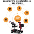 Senior Mobility Scooter, Outdoor Electric Powered Mobility Scooter with The US Flag, Motorized Scooter with Pneumatic Tires, Foldable Tiller with Cup Holder & USB Charging Port, 4.9 mph, Red, SS469