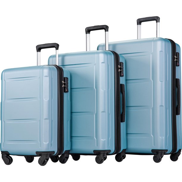 3 Piece Expandable Luggage Sets on Sale, SEGMART Carry on Suitcase w/ TSA Lock, Lightweight Hardshell Luggage Dual Spinner Wheels Set: 20in 24in 28in, Heavyweight Suitcase for Traveling, Purple, S6587