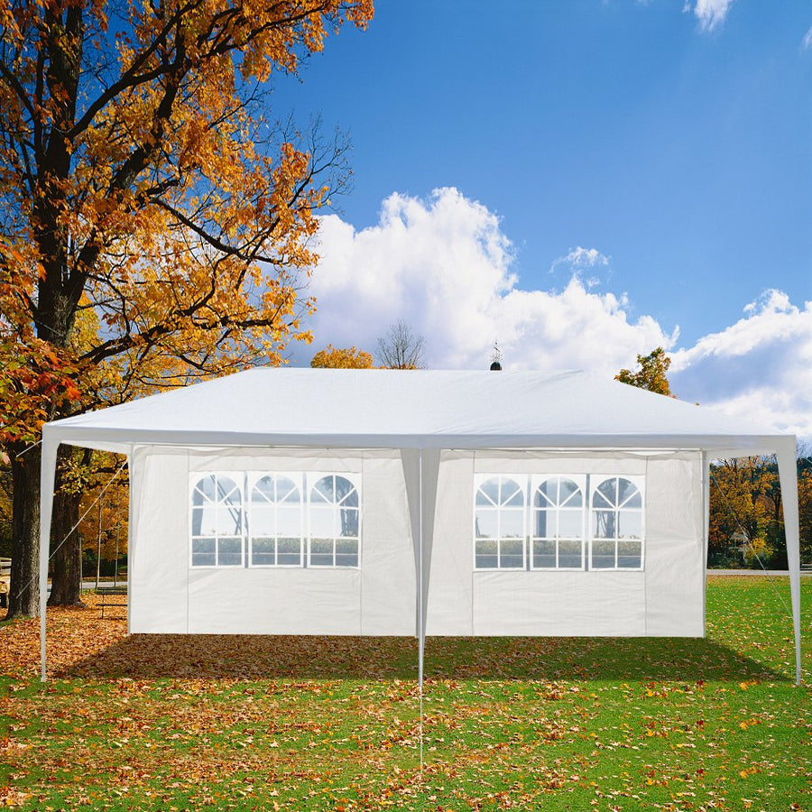 Gazebo Tent on Clearance, 10' x 20' Outdoor Backyard Tent for Parties, Upgraded White Wedding Tent with 4 Side Walls, Patio Canopy Tent BBQ Shelter Pavilion for Poolside Catering, LL218