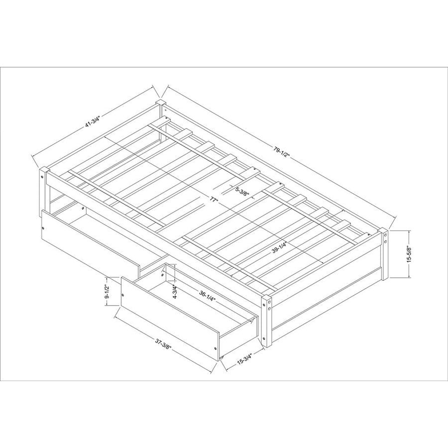 SEGMART Wooden Twin Size Bed Frame with Storage, L