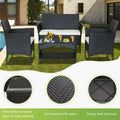 Outdoor Patio Furniture Sets, 4 Piece Patio Conversation Sets with Coffee Table, Loveseat & 2 Wicker Chairs, Black Outdoor Rattan Wicker Patio Set for Yard, Porch, Pool, LLL1716