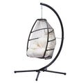 Outdoor Hanging Egg Chair, Patio Wicker Swinging Hanging Chairs with Stand, UV Resistant Hammock Chair with Cushion, 250lbs, S10002