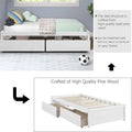 Twin Size Bed with Drawers, Wooden Twin Bed Frame with Storage, SEGMART Twin Bed Frames for Kids/Adults/Teens, Bed Frame No Box Spring Needed, Platform Bed Frame w/ Wood Slat Support, White, H692