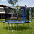 Outdoor Trampoline for Kids, New Upgraded 12' Outdoor Trampoline with Safety Enclosure Net, Basketball Hoop and Ladder, Heavy-Duty Round Trampoline for Indoor or Outdoor Backyard, Holds 264lbs, L