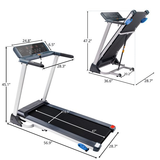SEGMART Electric Folding Treadmills with Bluetooth, Digital Foldable Exercise Machine Treadmill with 16.5'' Wide Tread Belt, 8.0 KM/h Max Speed, S1813