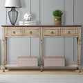 Console Table with 2 Big Storage Drawers, 58" x 11" x 34" Wood Buffet Sideboard Desk with Bottom Shelf, Retro Tall Parsons Console Table Accent Table for Entryway, 99 lbs, Antique Grey, S6393