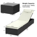 SEGMART Outdoor Wicker Patio Lounge Chair Set of 3, Adjustable PE Rattan Chaise Lounge with Seat Cushion and Tea Table, Outdoor Lounger Recliner for Garden, Balcony, Pool, Patio, Deck, Backyard, TR23