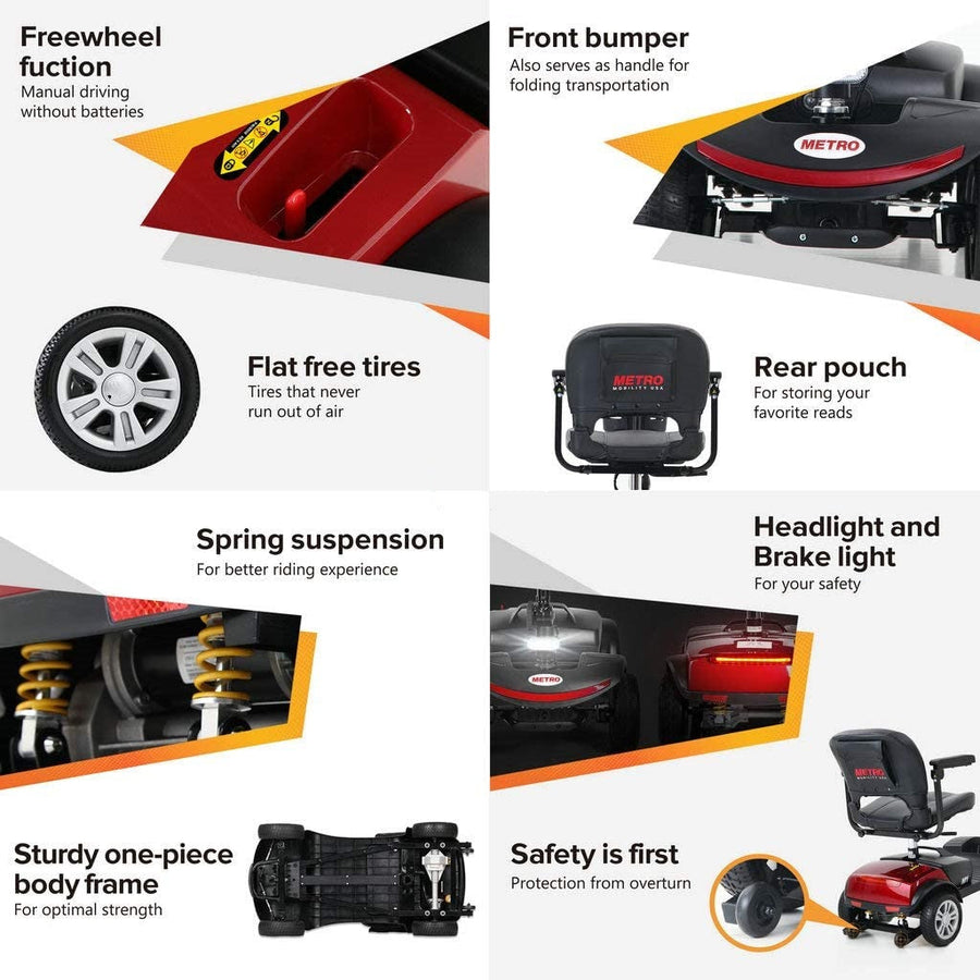 Segmart Mobility Scooters for Seniors, Heavy Duty Handicap Electric Scooters with 4 Wheel, Lightweight Compact Motorized Scooter with Headlights, Outdoor Power Scooter with Anti-Tip Wheels, Blue, SS113