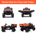 12V Kids Electric Ride On Car with Remote Control, LED Lights, Trailer, Shovel, Q01