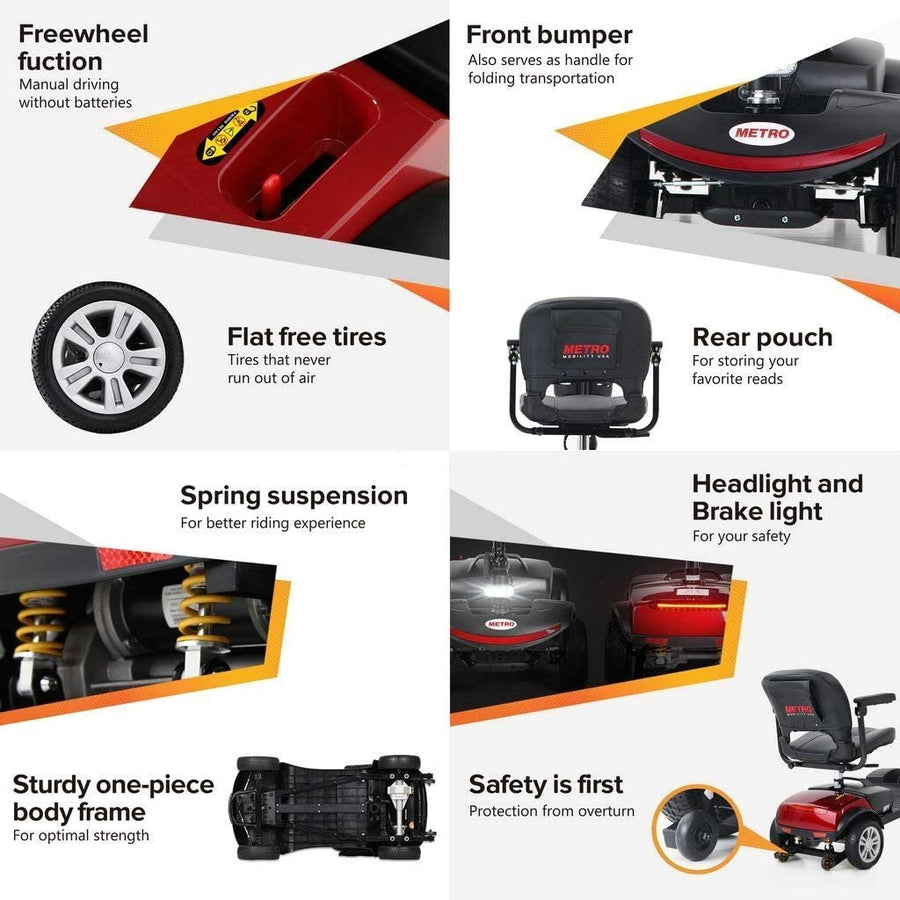 SEGMART Mobility Scooters, 4 Wheel Mobility Scooter, Motorized Electric Medical Carts for Adults, S09