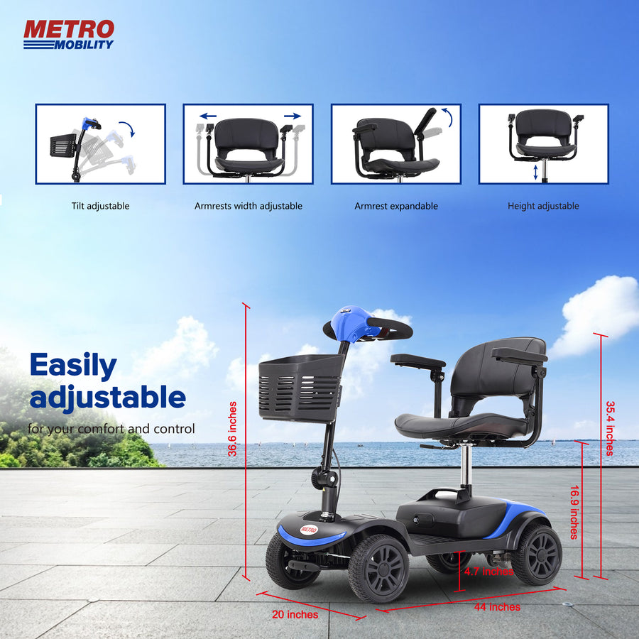 Segmart Motorized Scooter with 360° Swivel Seat, 4 Wheel Electric Mobility Scooter with Detachable Basket and Control Panel, Electric Medical Carts for Senior Handicapped Adults, Max Speed 5 mph, 265 lbs, SS549