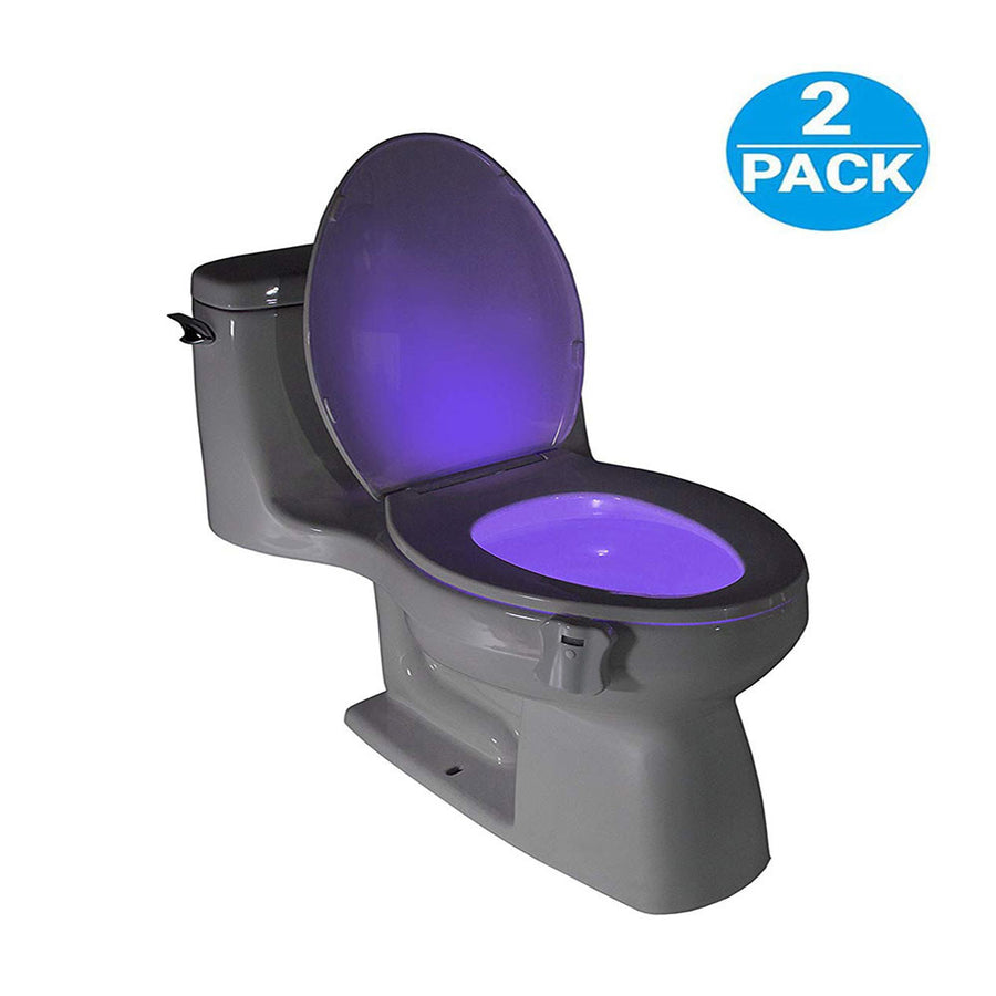 Toilet Night Light(2Pack), 8-Color Led Motion Activated Toilet Seat Light, Fit Any Toilet Bowl, Toilet Bowl Light with Two Mode Motion Sensor LED Washroom Night Light, I5209