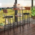 Counter Height Table Set of 3, Breakfast Bar Table and Stool Set, Minimalist Dining Table with Backrest Stools, Wood Top Pub Table & Chair Set for Kitchen Apartment Bistro