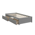 Wood Platform Bed Frame with Storage, Twin Size Bed Frame for Girls Boys, SEGMART Classic Twin Bed Frame with Drawers/Wood Slat Support, Kids Twin Bed Frame No Box Spring Needed, Grey, H696