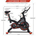 Indoor Exercise Bike, Professional Stationary Cycling Bike with LCD monitor, Bottle Holder, Smooth Belt Drive Cycling Bike, Adjustable Seat Bicycle Stationary Bike for Home Cardio Gym Workout, L5376