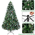 Christmas Trees Clearance, 7FT Flocked Christmas Tree with 1350 Tips, Pine Cones, Upgraded Artificial Snow Christmas Tree with Metal Stand, Indoor Christmas Decorations for Home, Festival, Party, L