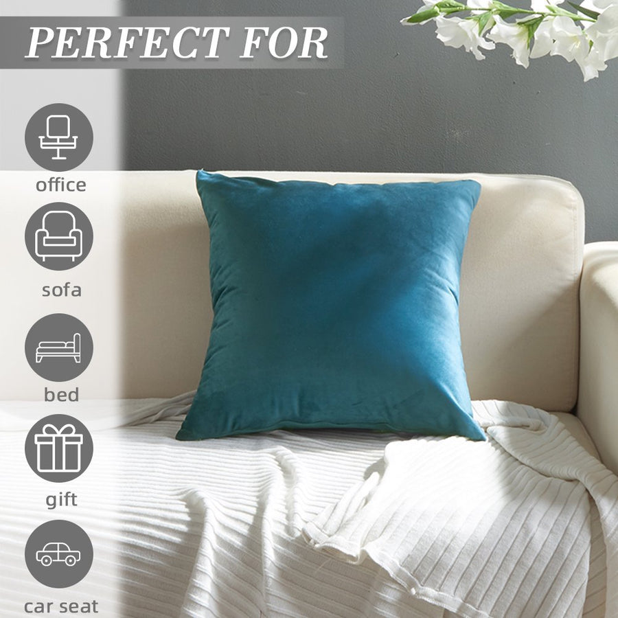 Throw Pillows Covers 2 Pack, SEGMART Premium Velvet Sofa Pillowcase Square Decorative Pillows, Cushion Cases Pillowcases for Couch Bedroom Car Decoration, 18'' x 18'', Sky Blue, S14892