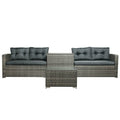 Clearance! Wicker Patio Sets, 4 Piece Patio Furniture Sets with Loveseat Sofa, Storage Box, Tempered Glass Coffee Table, All-Weather Patio Conversation Set with Cushions for Backyard, Garden, LLL1098