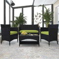 Patio Furniture Sets Clearance, 4 Piece Wicker Patio Set with Glass Dining Table, Loveseat & Cushioned Wicker Chairs, Modern Rattan Outdoor Conversation Sets for Backyard, Porch, Garden, L3121