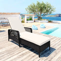 SEGMART Outdoor Wicker Patio Lounge Chair Set of 3, Adjustable PE Rattan Chaise Lounge with Seat Cushion and Tea Table, Outdoor Lounger Recliner for Garden, Balcony, Pool, Patio, Deck, Backyard, TR23