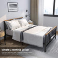 55 inch SEGMART Full Size Bed Frame with Wood Headboard and Footboard, Mattress Foundation w/7 Metal Legs, Noise-Free/ No Box Spring Needed, Easy assembly, for Apartment Bedroom, 500lbs, S2036