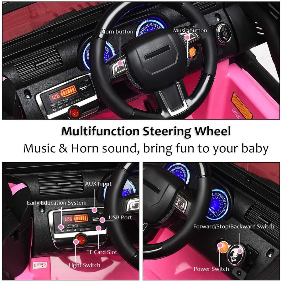 Kids Ride on Cars, 12V Electric Vehicles with Remote Control, Motorized Vehicles Ride on Car W/Lights, Spring Suspension, MP3 Player, Pink Battery-Powered Ride on Toys for Girls,LLL1803