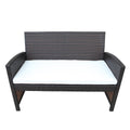 Wicker Patio Sets on Clearance, 4 Piece Outdoor Conversation Set With Glass Dining Table, Loveseat & Cushioned Wicker Chairs, Modern, for Yard, Porch, Garden, Pool, L4619