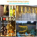 LED String Lights, 19.68FT 40LED Ball String Lights Indoor/Outdoor Decorative Light with Remote Control, Globe Christmas Starry Fairy String Lights for Bedroom, Kids Room, Dorm, Garden, Party, I0967