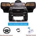 Licensed Chevrolet 12V Ride on Toys for Kids, Ride on Truck w/ Remote Control, Toddler Electric Motorized Vehicles Ride on Cars Christmas Gifts for Girls Boys, Spring Suspension, Black, L