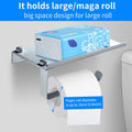 Wall Mounted Toilet Paper Holder with Phone Shelf, Space Aluminum Bathroom Accessories Tissues Roll Holder, Bathroom Paper Towel Storage Rack, Washroom Toilet Paper Holder with Storage Shelf, S5702