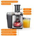 Vegetable Juicer Juice Extractor, SEGMART 600W Orange Juicer Cold Press Juicer Machine, 3 Speed Electric Juicer Wide Mouth, Fruit Juicer with Overheating Protection, Easy Clean, Stainless Steel, H1744