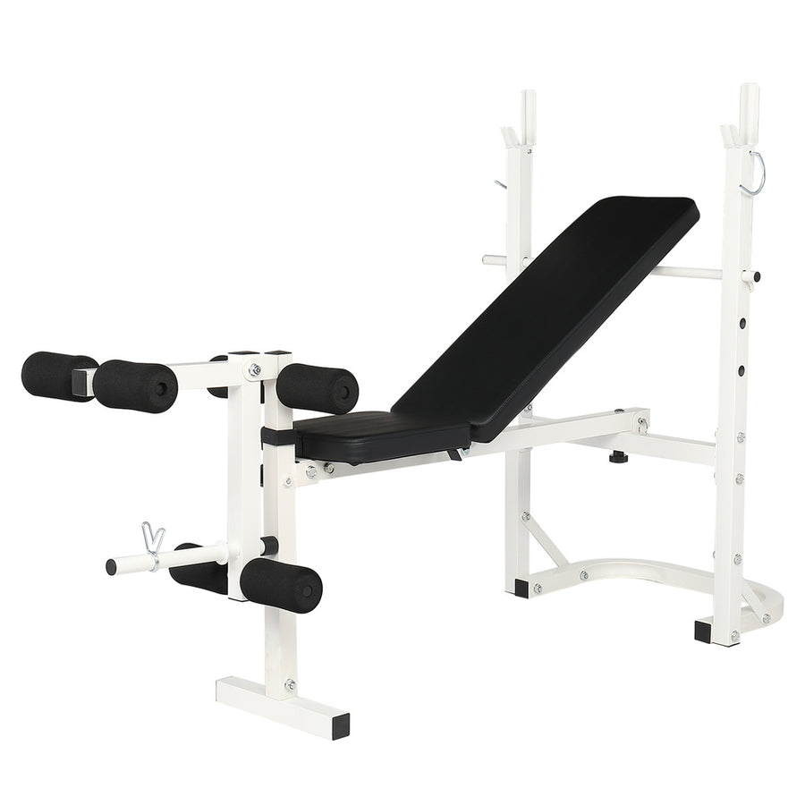 Gym Weight Bench, Adjustable Weight Bench with 6-roll Leg Developer, Incline Decline Workout Bench for Full Body, Heavy Duty Exercise Fitness Bench for Home, 440 lbs, L