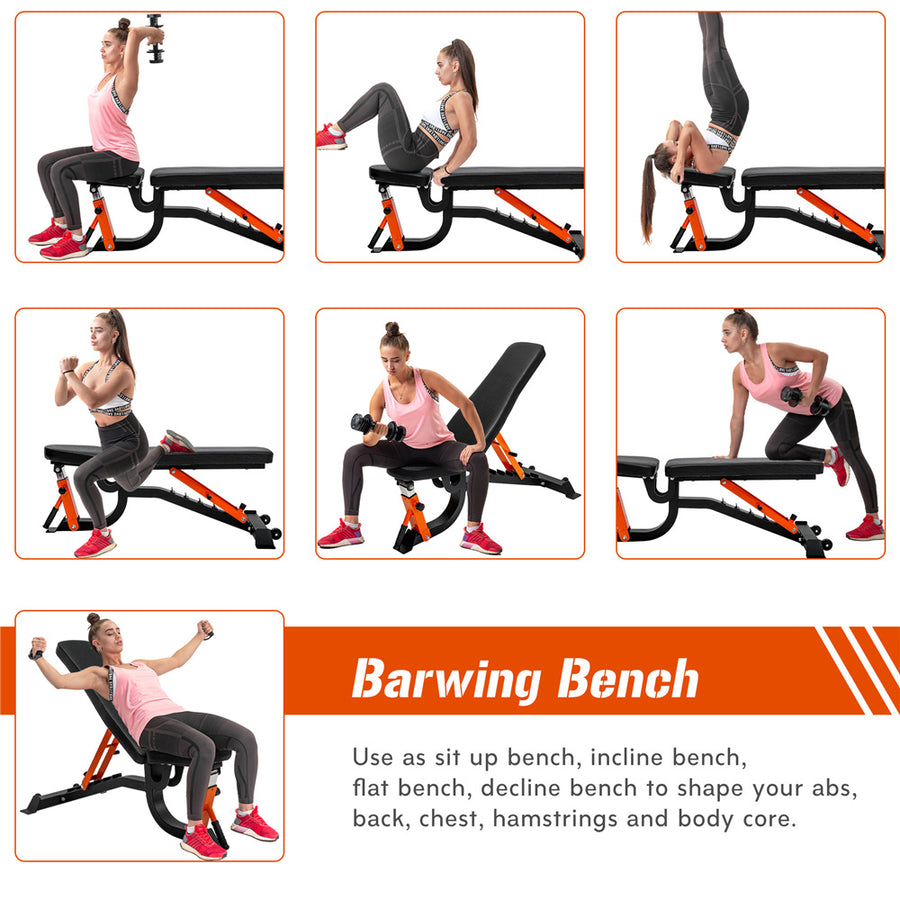SEGMART Weight Bench, Adjustable Weight Bench for Full Body Workout, Incline Decline Workout Bench, Utility Exercise Fitness Bench with 6 Back Positions and 4 Seat Positions for Home Gym, 600 lbs, L