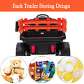 12V Kids Electric Ride On Car with Remote Control, LED Lights, Trailer, Shovel, Q01