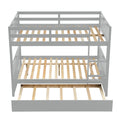 Wood Full over Full Bed, SEGMART Upgraded Solid Wood Full Bunk Bed with Trundle, Safety Rail and Ladder, Full Size Detachable Bunk Bed Frame for Kids Boys Girls Teens, Gray, LLL1492
