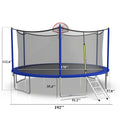 16FT Trampoline with Basketball Hoop, Blue Outdoor Trampolines Recreational Kids Trampoline with Enclosure Net Outdoor for 3-5 Kids, L