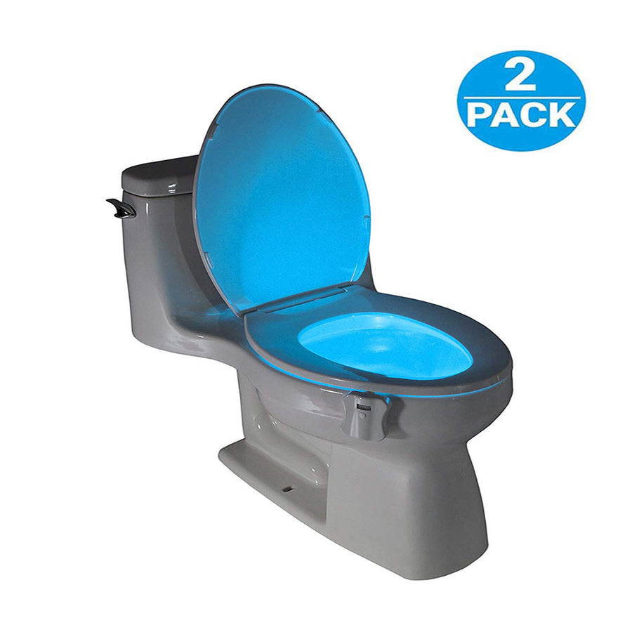 Toilet Night Light(2Pack), 8-Color Led Motion Activated Toilet Seat Light, Fit Any Toilet Bowl, Toilet Bowl Light with Two Mode Motion Sensor LED Washroom Night Light, I5209