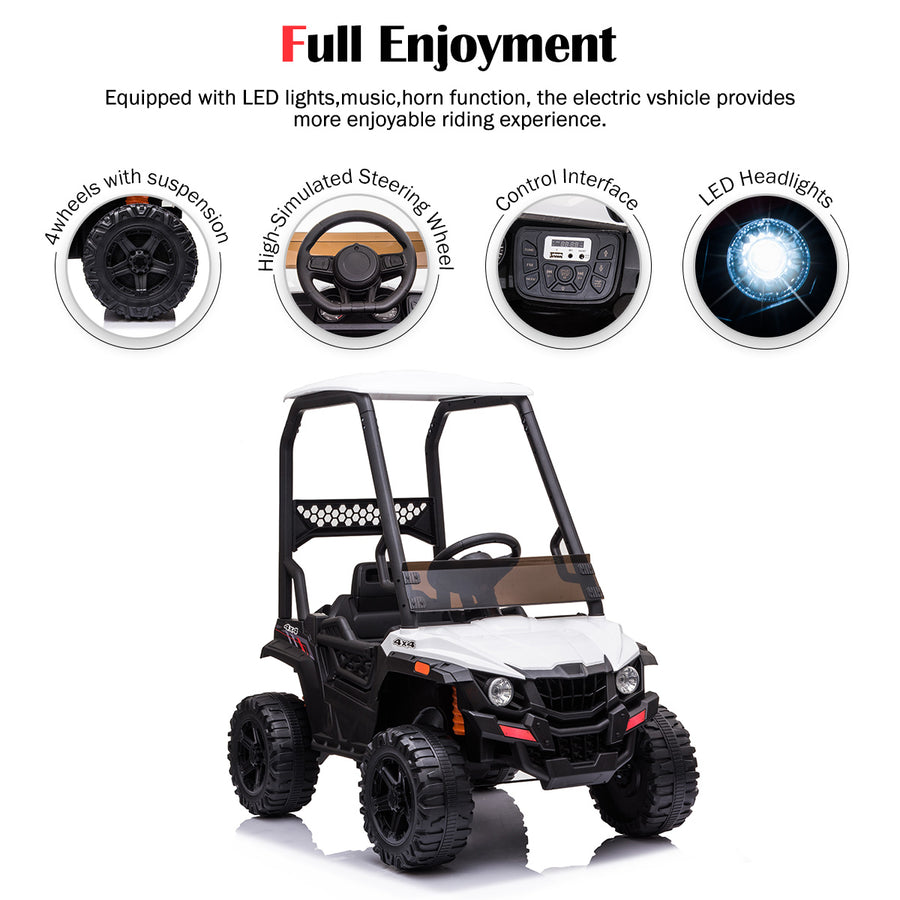 OFF-ROAD UTV WITH ROOF KIDS CARS 12V KIDS TOYS WITH R/C PARENTAL REMOTE ELECTRIC VEHICLES FOR BOYS GIRLS